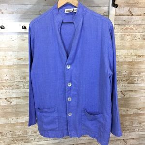 Chico’s jacket / tunic blue linen L 16-18 Sz 3